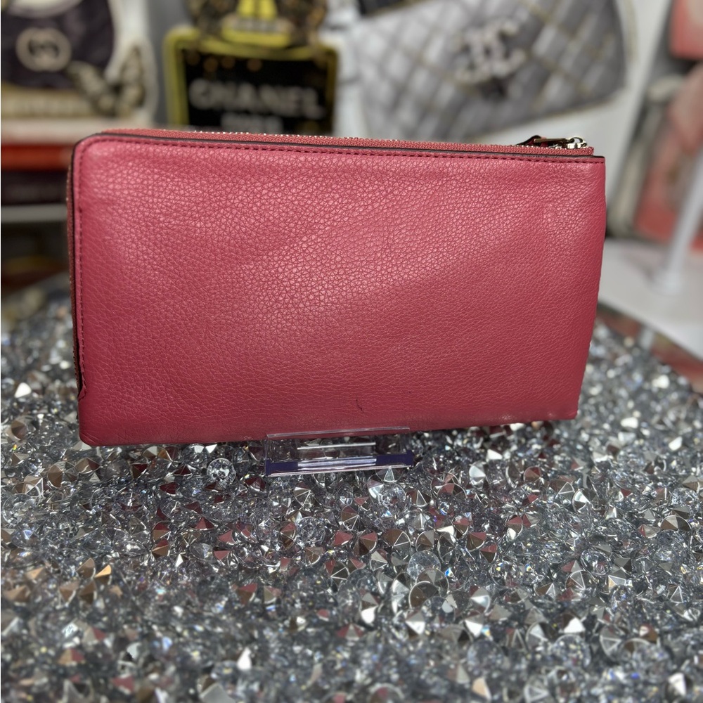Coach pink Pebbled Leather Double Corner Zip Wristlet NWOT - Picture 4 of 15